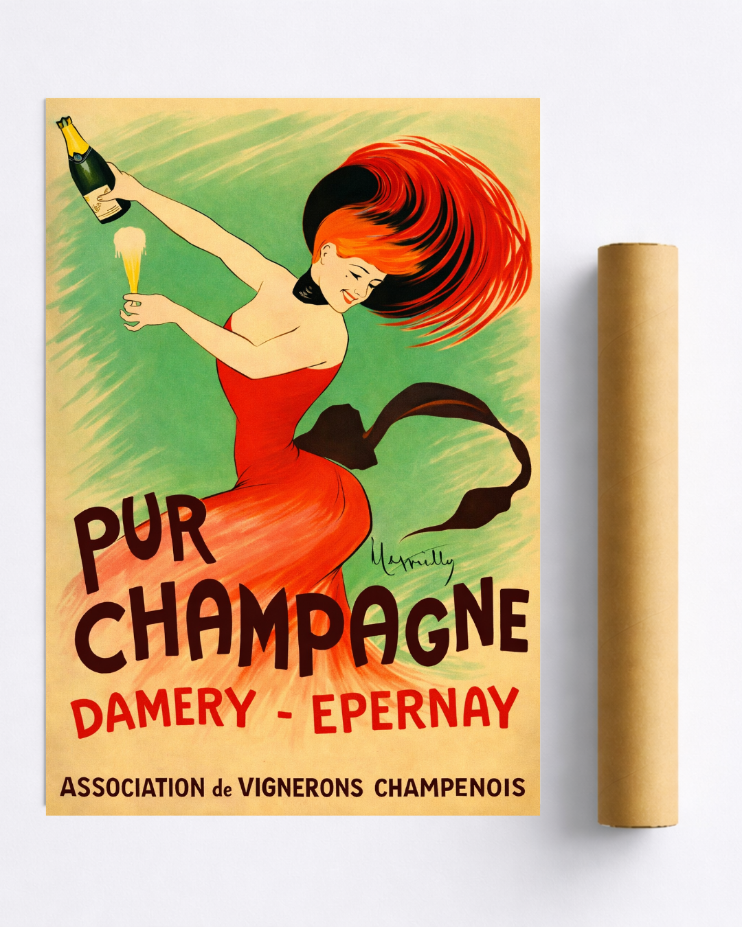 Affiche Champagne – Pur Champagne Damery Épernay Vintage