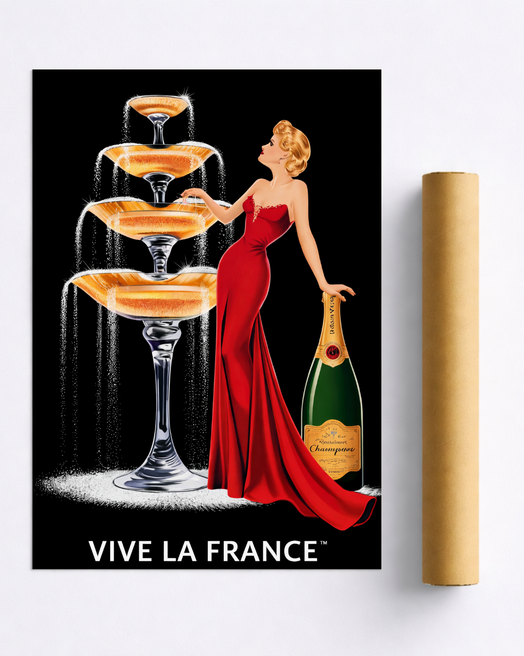 Affiche Champagne – Vive La France Glamour