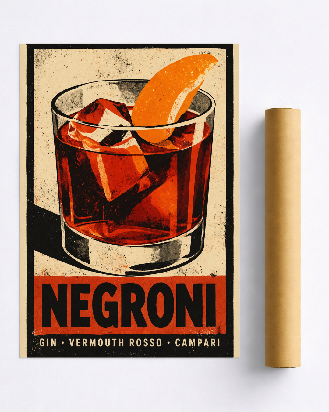 Affiche Cocktail – Poster Negroni Vintage Déco Bar Rétro