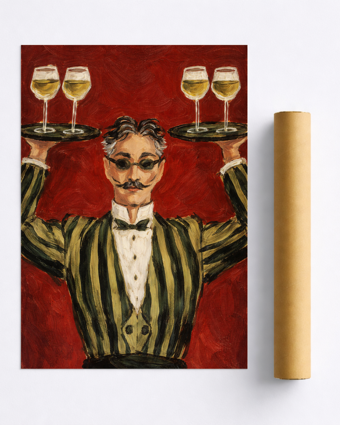 Affiche Champagne – Garçon de Café Vintage