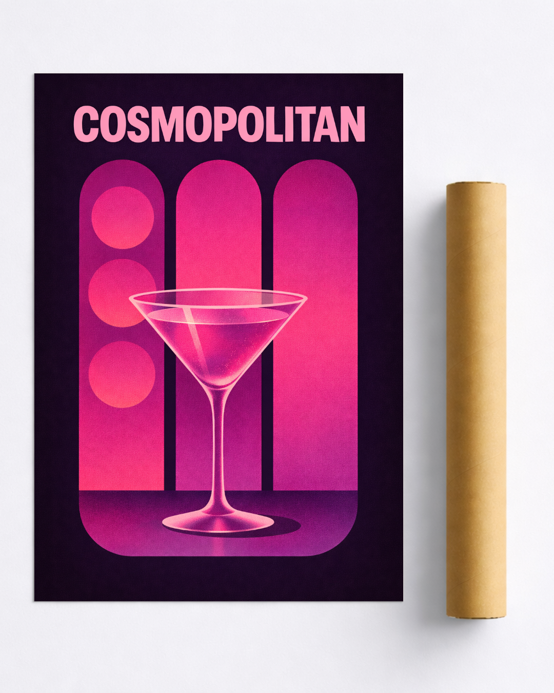 Affiche Cocktail – Poster Cosmopolitan Vintage Déco Bar Rose