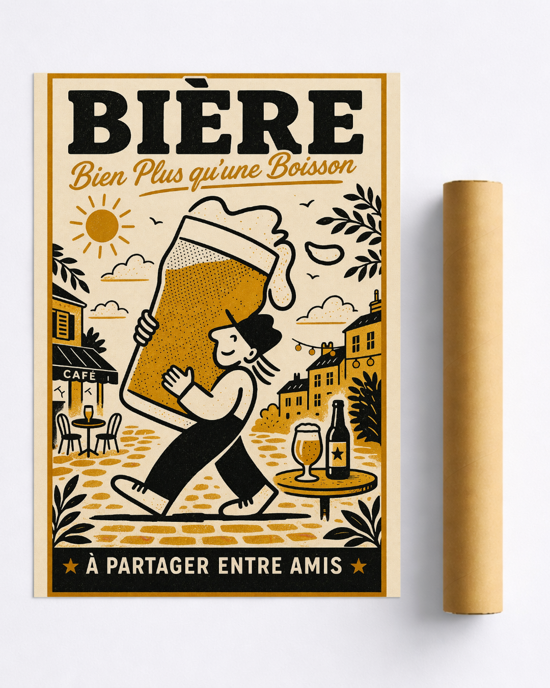 Affiche Bière Bien Plus Qu’une Boisson – Poster Vintage Bistrot