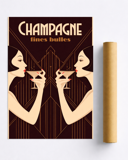 Affiche Champagne – Fines Bulles Art Déco