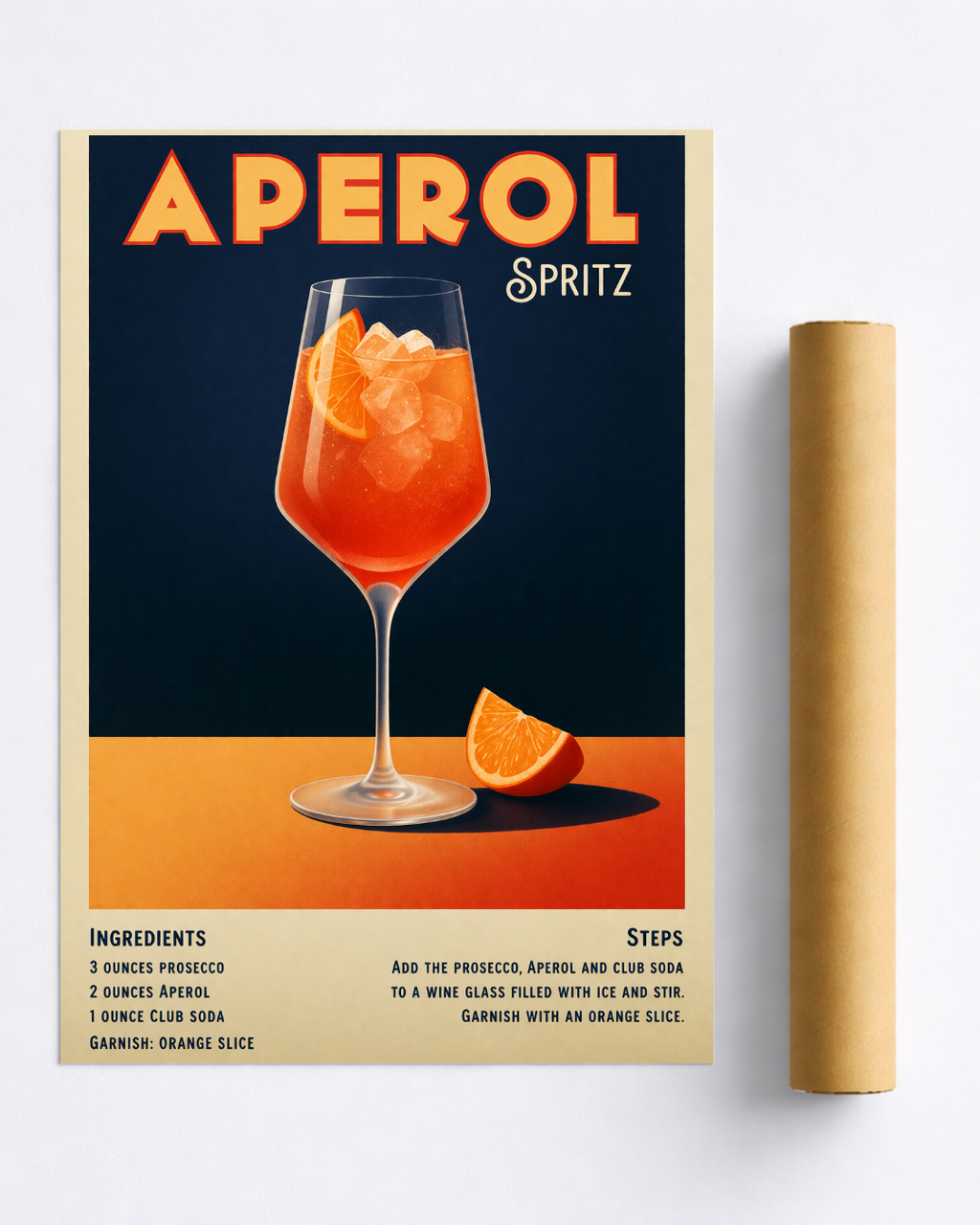 Affiche Spritz Recette – Poster Aperol Spritz Vintage Cuisine & Bar
