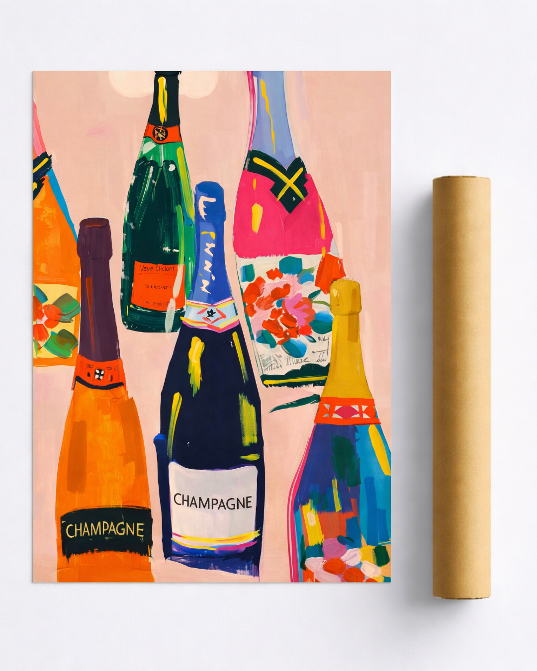 Affiche Champagne – Composition Artistique Colorée