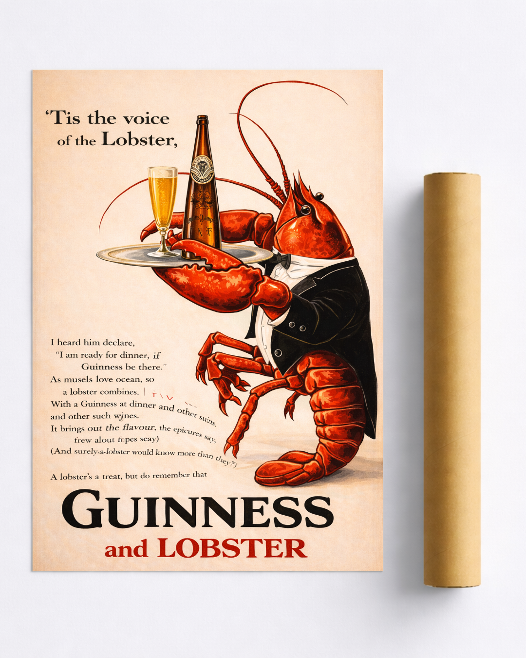 Affiche Guinness and Lobster – Homard Vintage Déco Pub