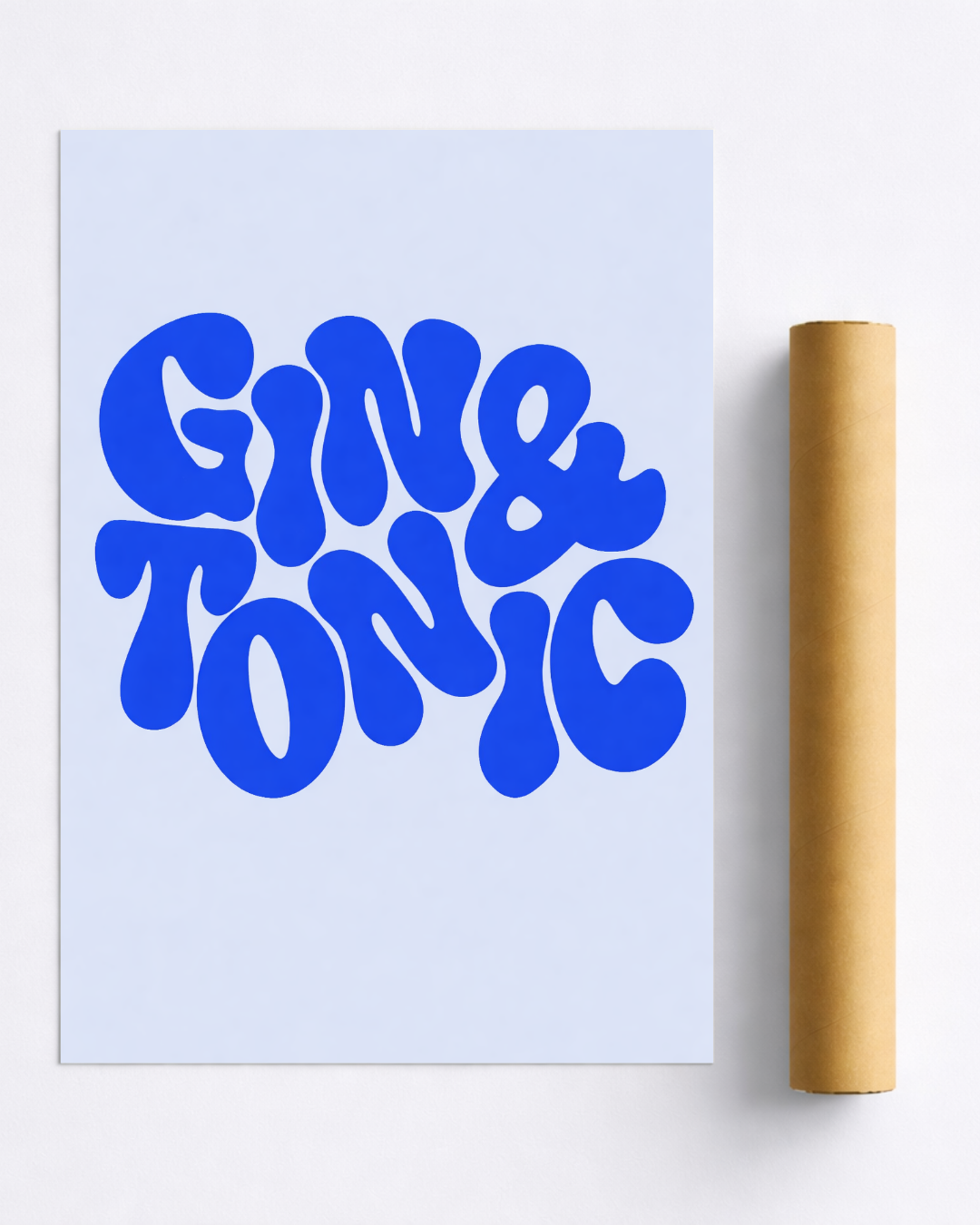 Affiche Gin Tonic – Typographie Bleue Minimaliste