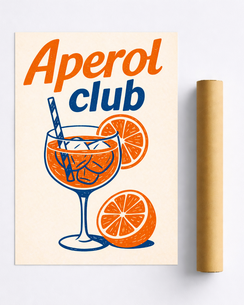Affiche Spritz Aperol Club – Poster Apéro Cocktail Orange & Bleu
