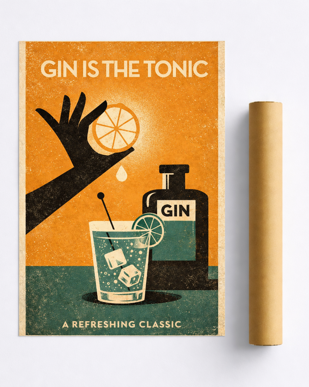 Affiche Gin Tonic – Poster Vintage Cocktail Orange
