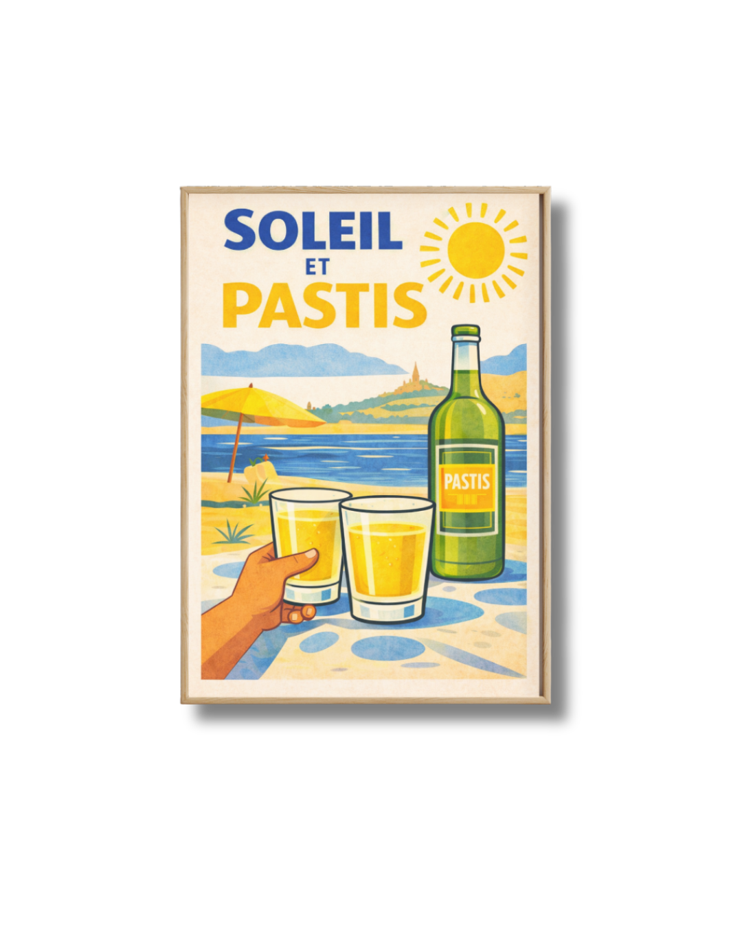 Affiche Soleil et Pastis – Poster Apéro Plage Vintage