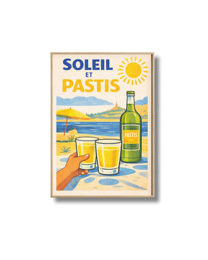 Affiche Soleil et Pastis – Poster Apéro Plage Vintage