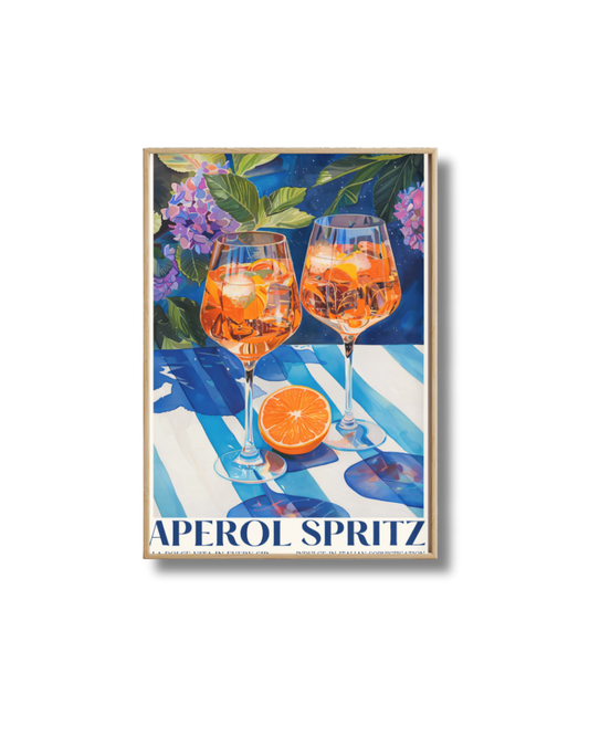 Affiche Aperol Spritz Élégante – Poster Cocktail Bleu & Orange
