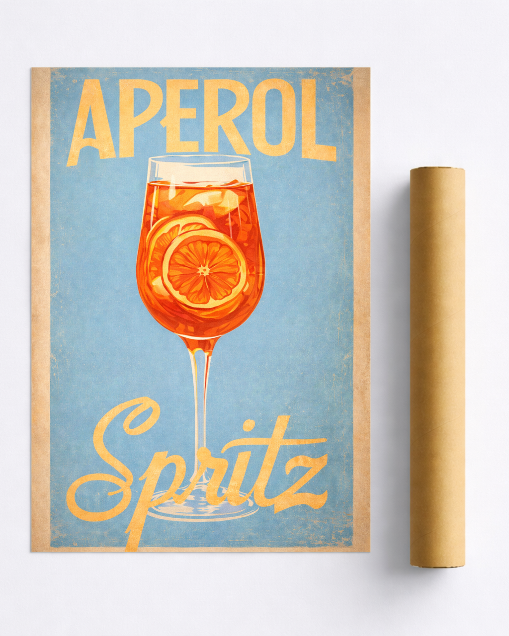 Affiche Spritz Aperol – Poster Cocktail Bleu Vintage