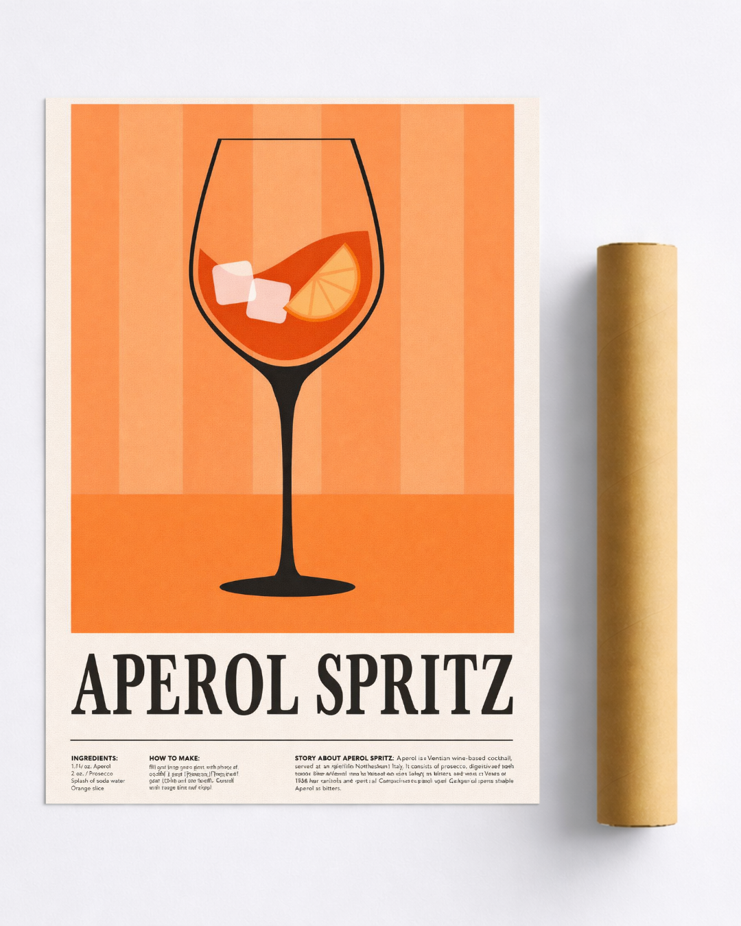 Affiche Spritz Aperol Recette Vintage – Poster Cocktail Orange et Minimaliste
