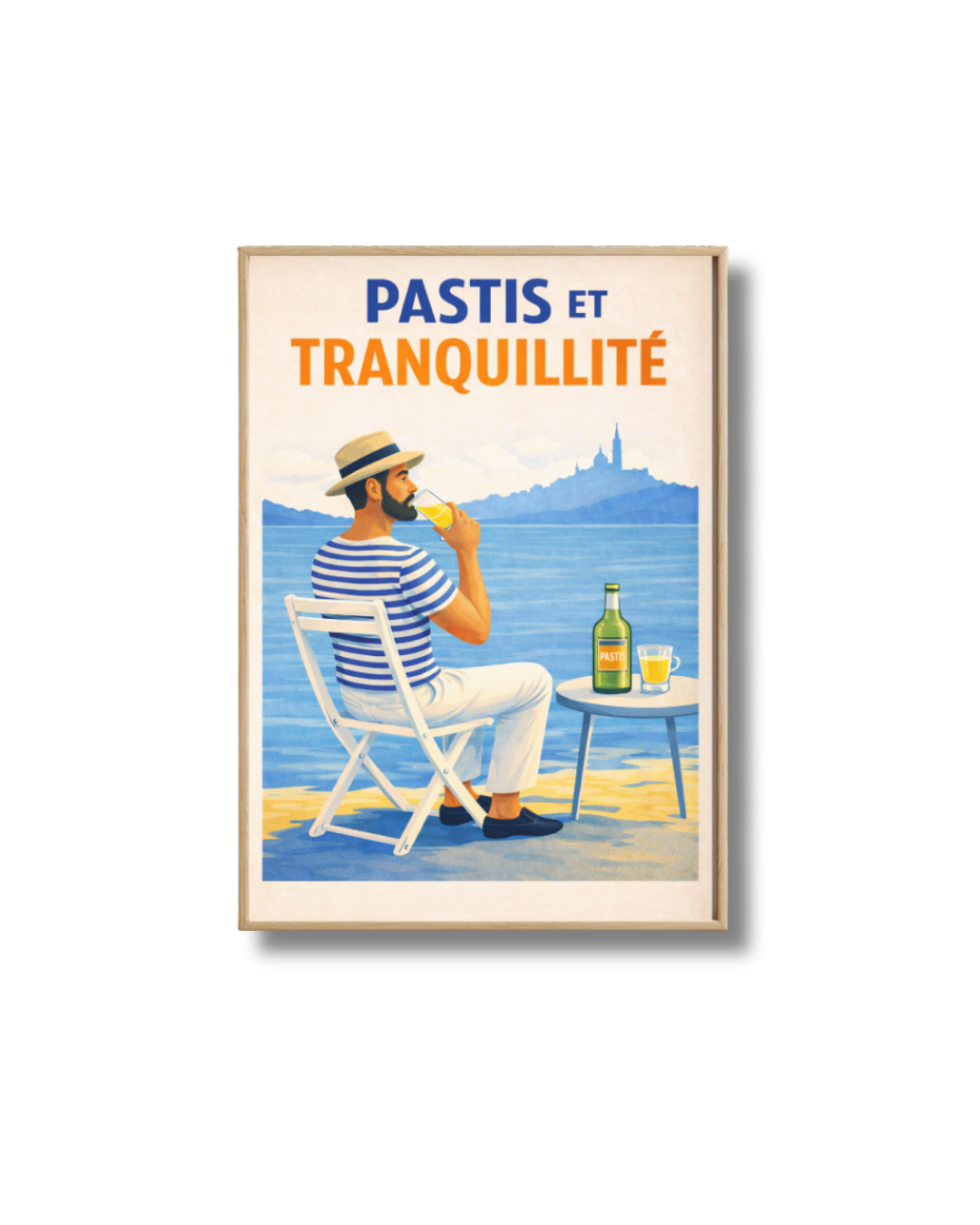Affiche Pastis et Tranquillité – Poster Vintage Déco Bord de Mer