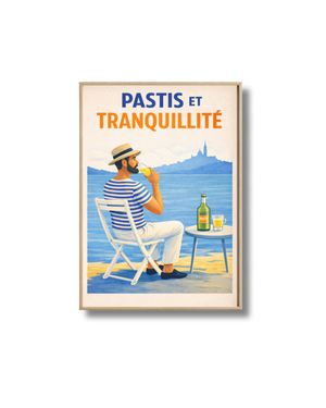 Affiche Pastis et Tranquillité – Poster Vintage Déco Bord de Mer
