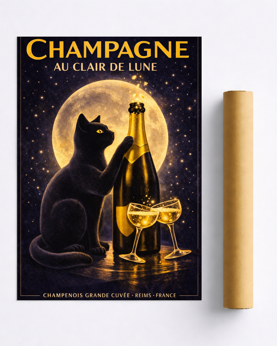 Affiche Champagne – Au Clair de Lune