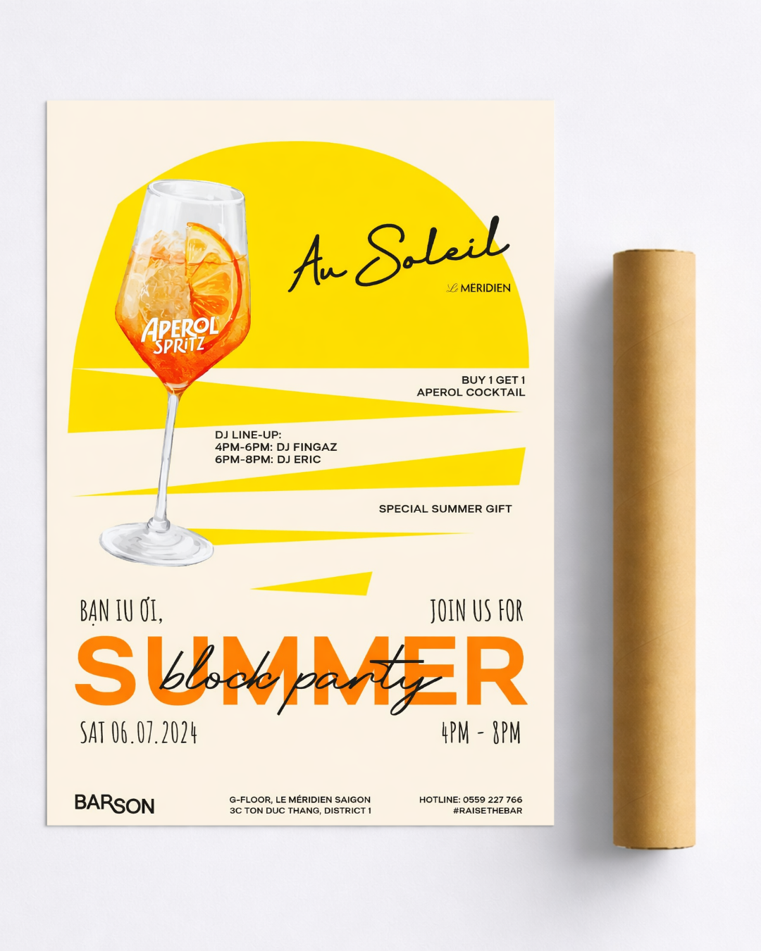 Affiche Spritz Summer au Soleil – Poster Cocktail Aperol