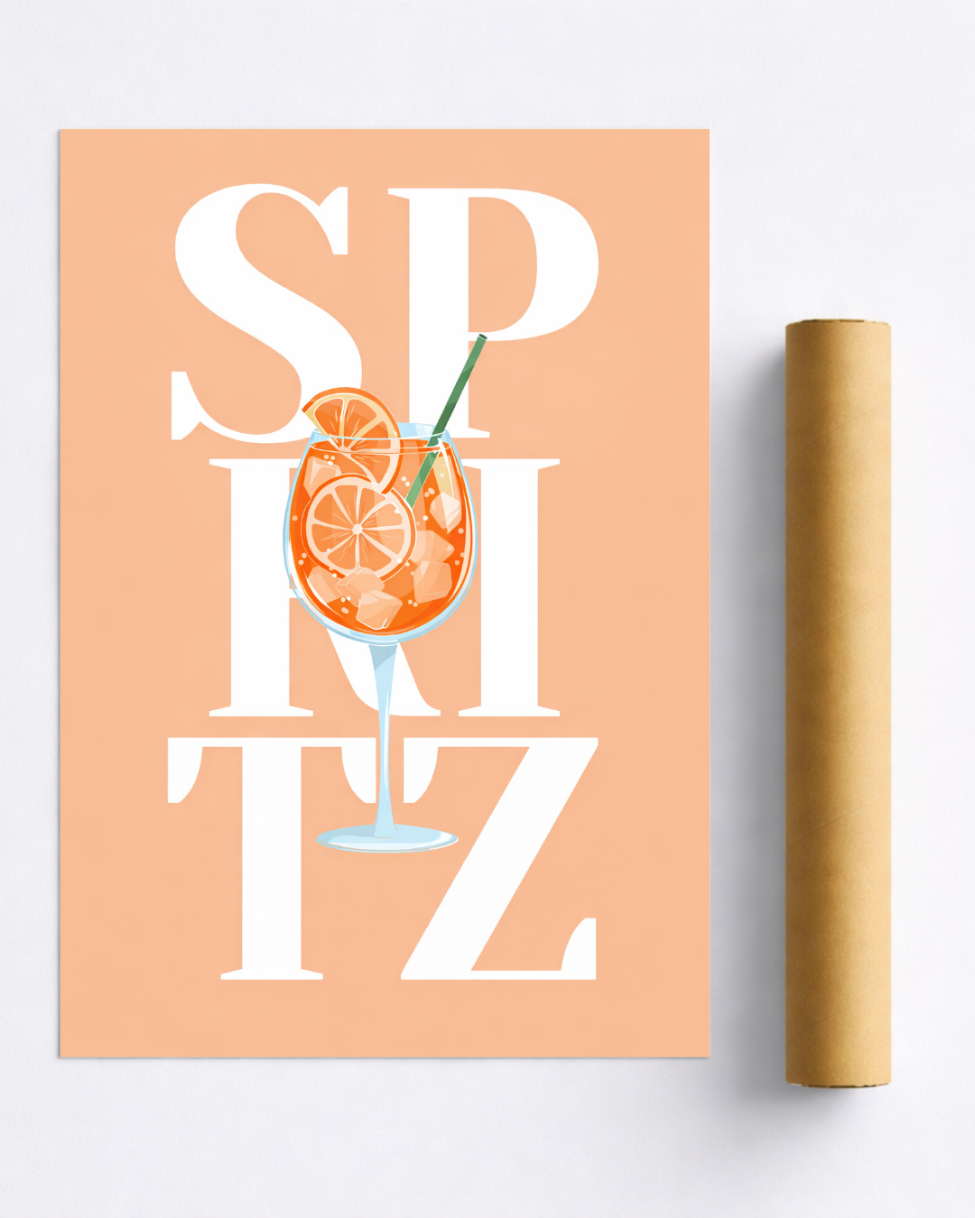 Affiche Spritz Minimaliste Rose Poudré – Poster Cocktail Design