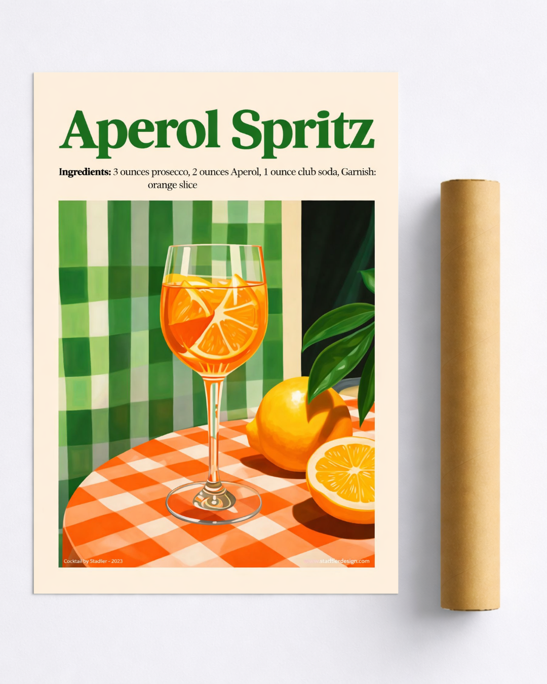 Affiche Spritz Aperol Recette Verte – Poster Cocktail Cuisine Italien