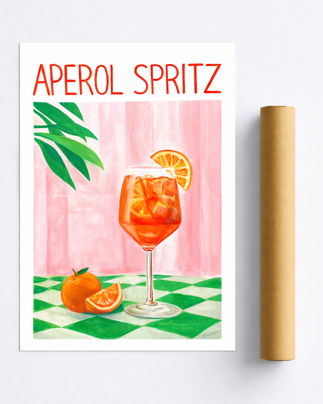 Affiche Spritz Aperol Rose & Vert – Poster Cocktail Estival