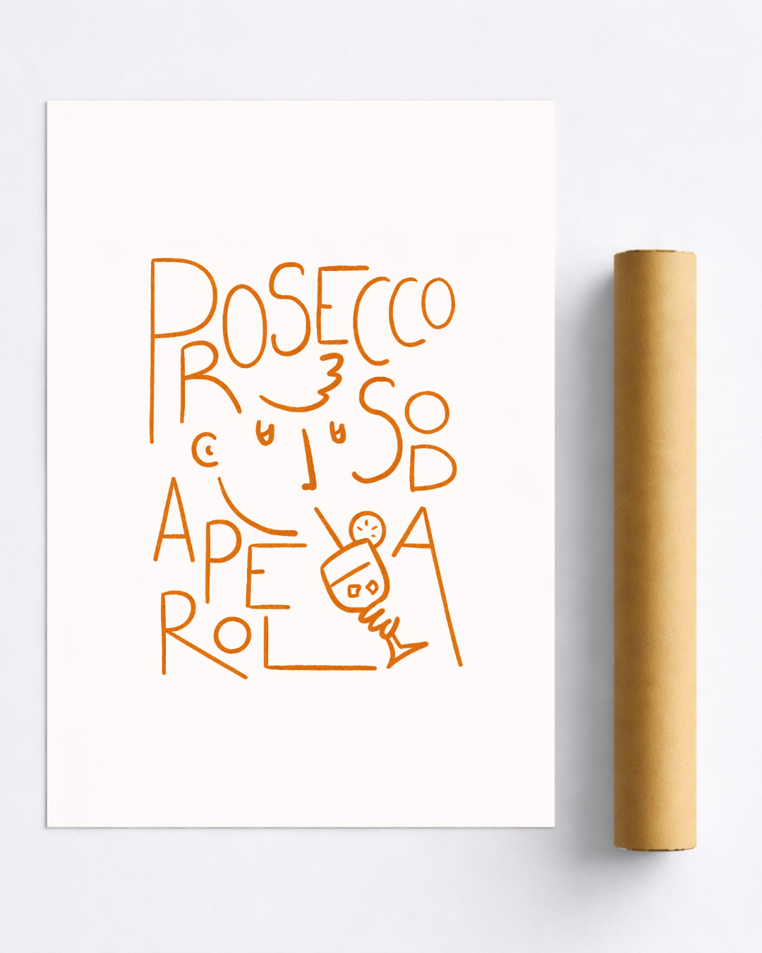 Affiche Spritz Prosecco Soda Aperol – Poster Typographique Minimaliste