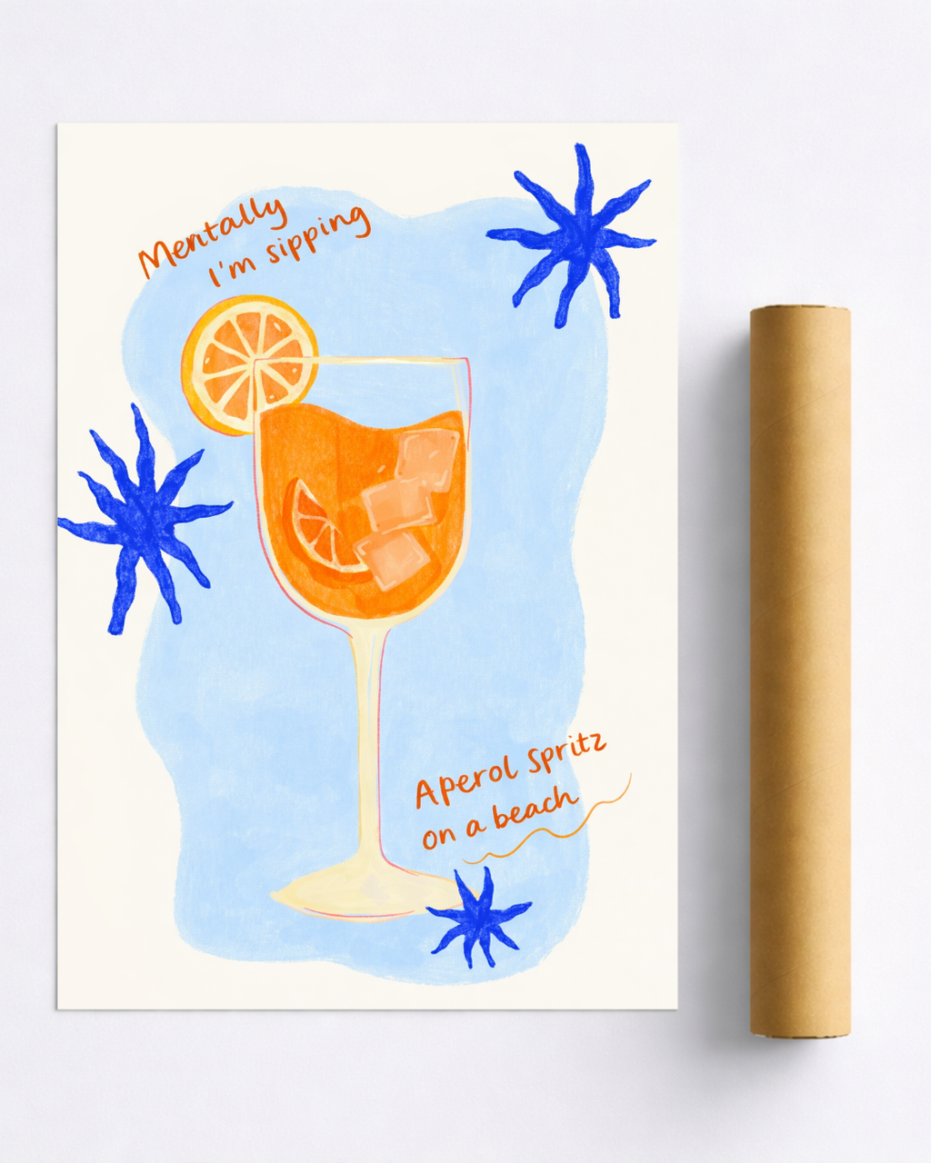 Affiche Spritz Mentally I’m Sipping – Poster Aperol Spritz Bord de Mer
