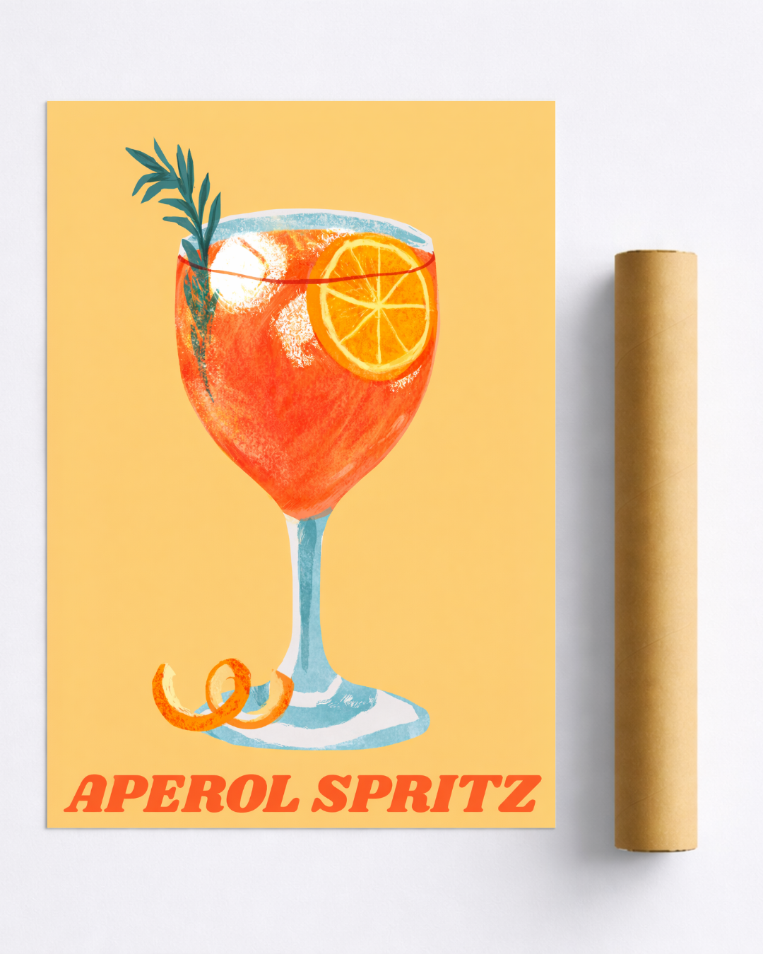 Affiche Spritz Aperol – Poster Cocktail Illustration Jaune et Orange