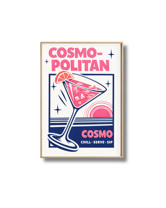 Affiche Cocktail – Poster Cosmopolitan Vintage Déco Bar