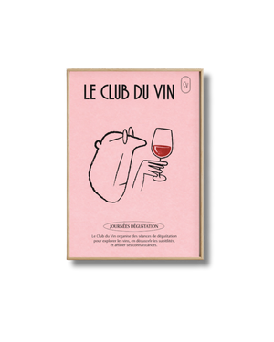 Affiche Le Club du Vin – Poster Vin Rose Chic et Minimaliste