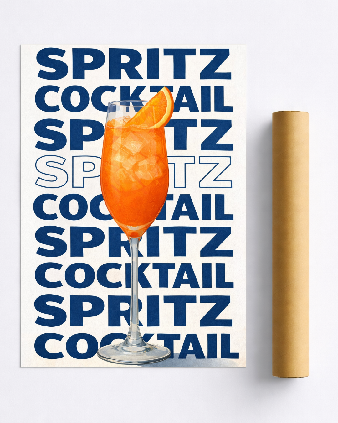 Affiche Spritz Cocktail – Poster Typographie Bleue Moderne