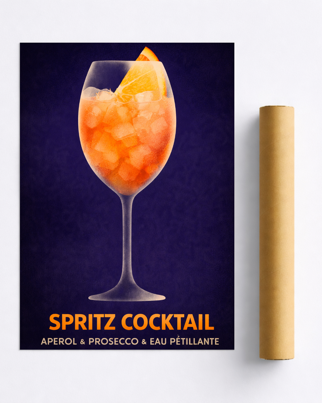 Affiche Spritz Cocktail – Poster Fond Bleu Nuit Élégant