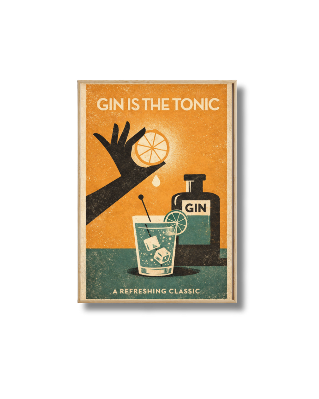 Affiche Gin Tonic – Poster Vintage Cocktail Orange