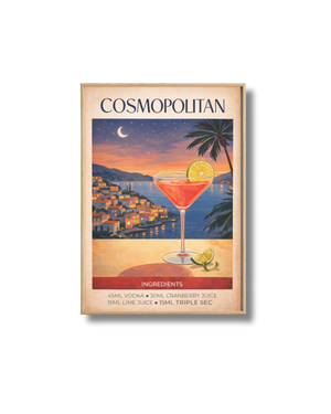 Affiche Cocktail – Poster Cosmopolitan Vintage Déco Bar