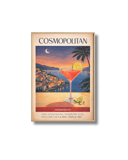 Affiche Cocktail – Poster Cosmopolitan Vintage Déco Bar