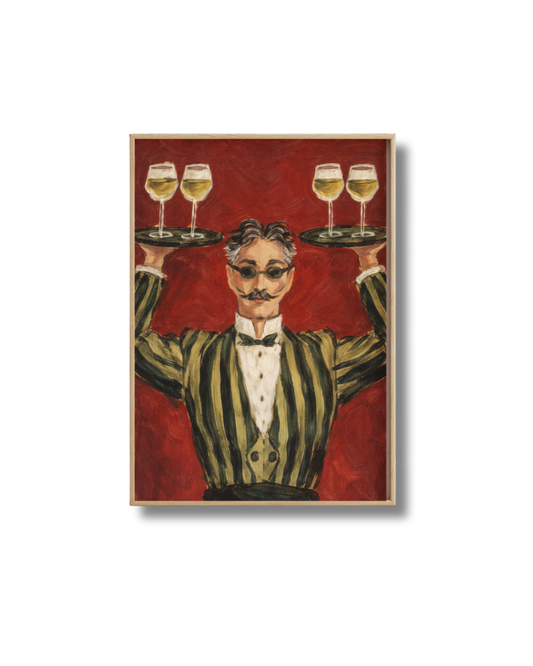 Affiche Champagne – Garçon de Café Vintage
