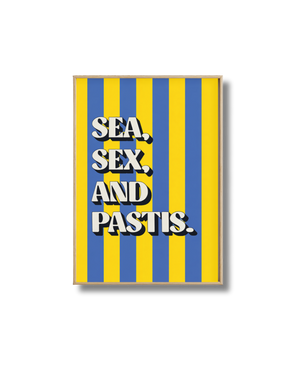 Affiche Sea, Sex and Pastis – Poster Humoristique Déco Apéro