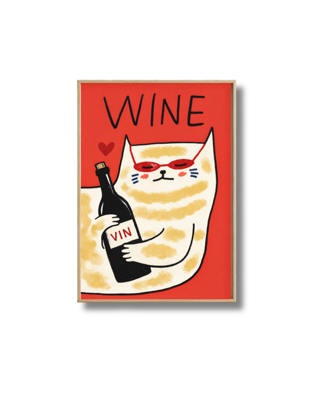 Affiche Chat et Vin – Poster Déco Humoristique