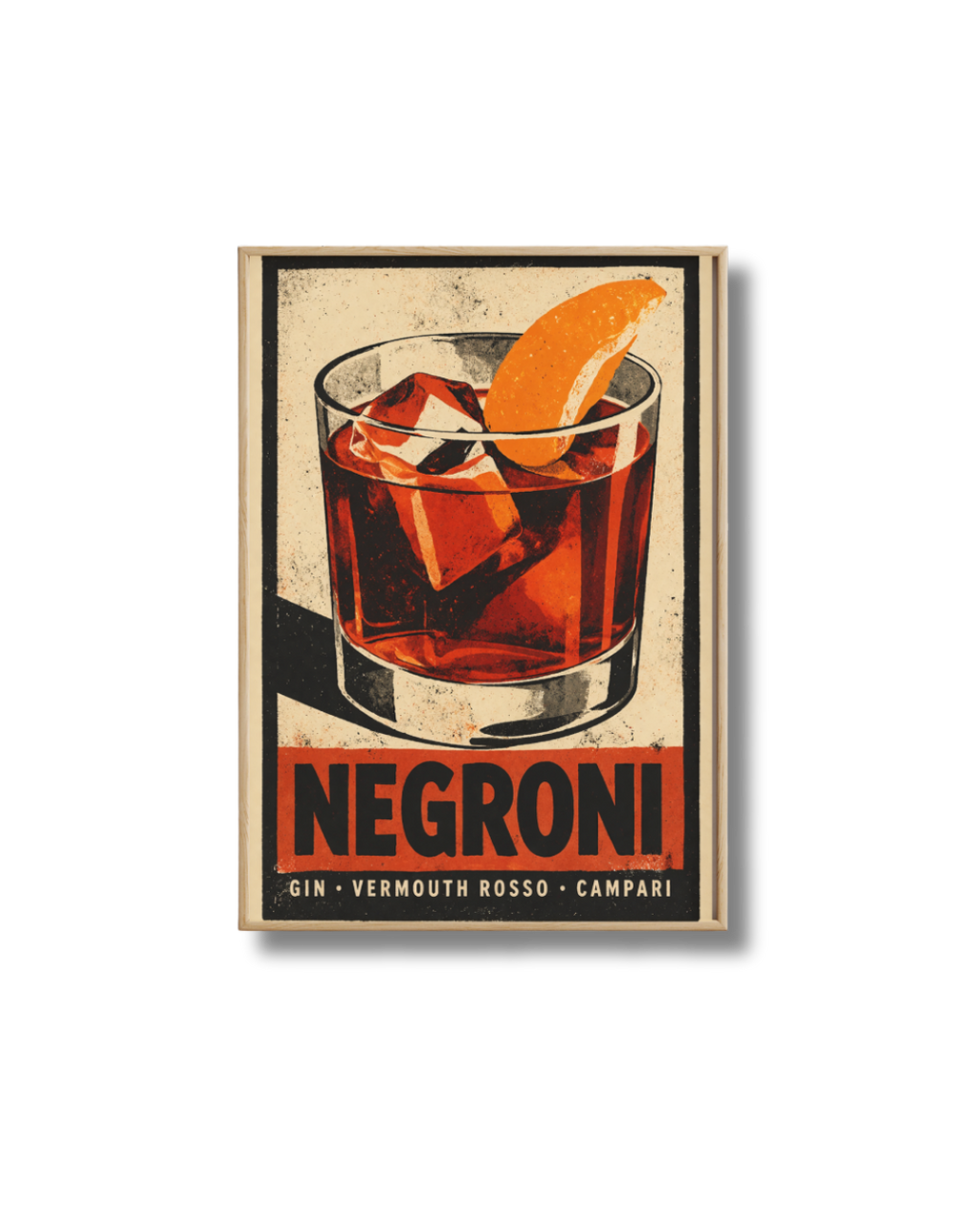 Affiche Cocktail – Poster Negroni Vintage Déco Bar Rétro