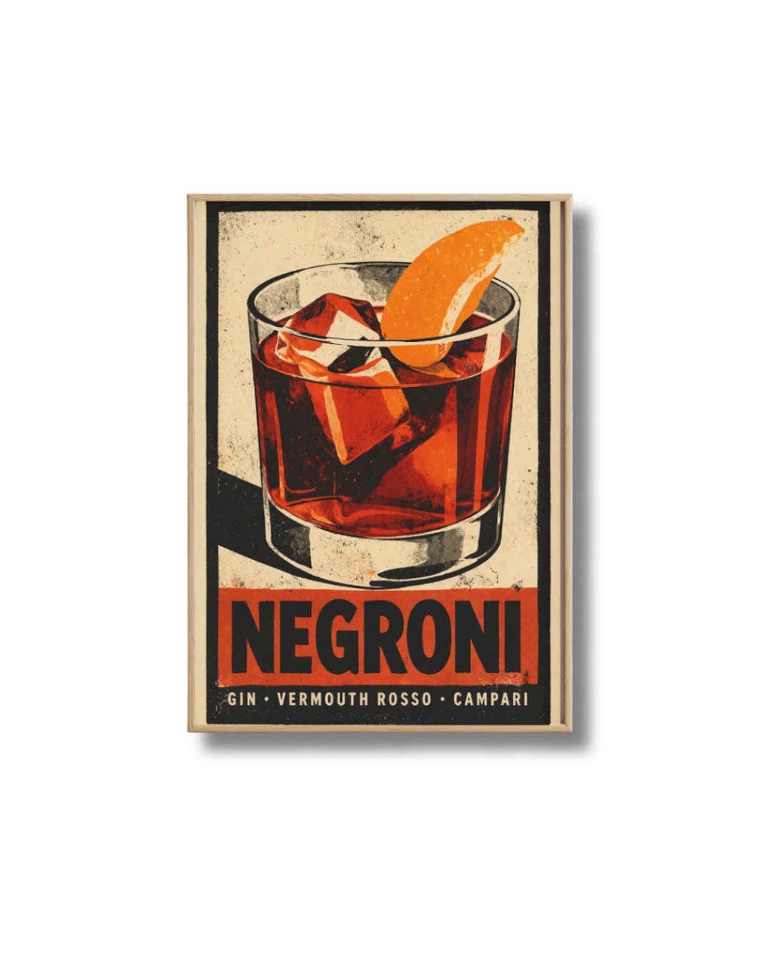 Affiche Cocktail – Poster Negroni Vintage Déco Bar Rétro