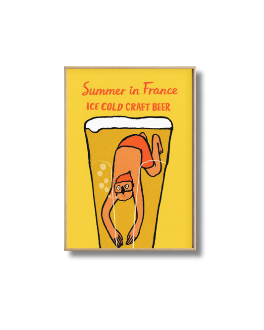 Affiche Bière Summer in France – Ice Cold Craft Beer | Poster Fun Vintage