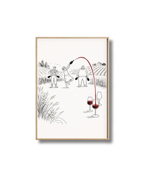 Affiche Vin Originale – Pétanque et Verres de Vin