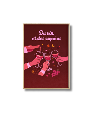 Affiche Vin et Copains – Poster Déco Convivial et Original