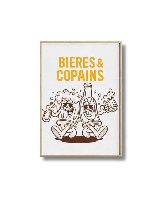 Affiche Bières & Copains – Poster Apéro Fun et Déco Bar
