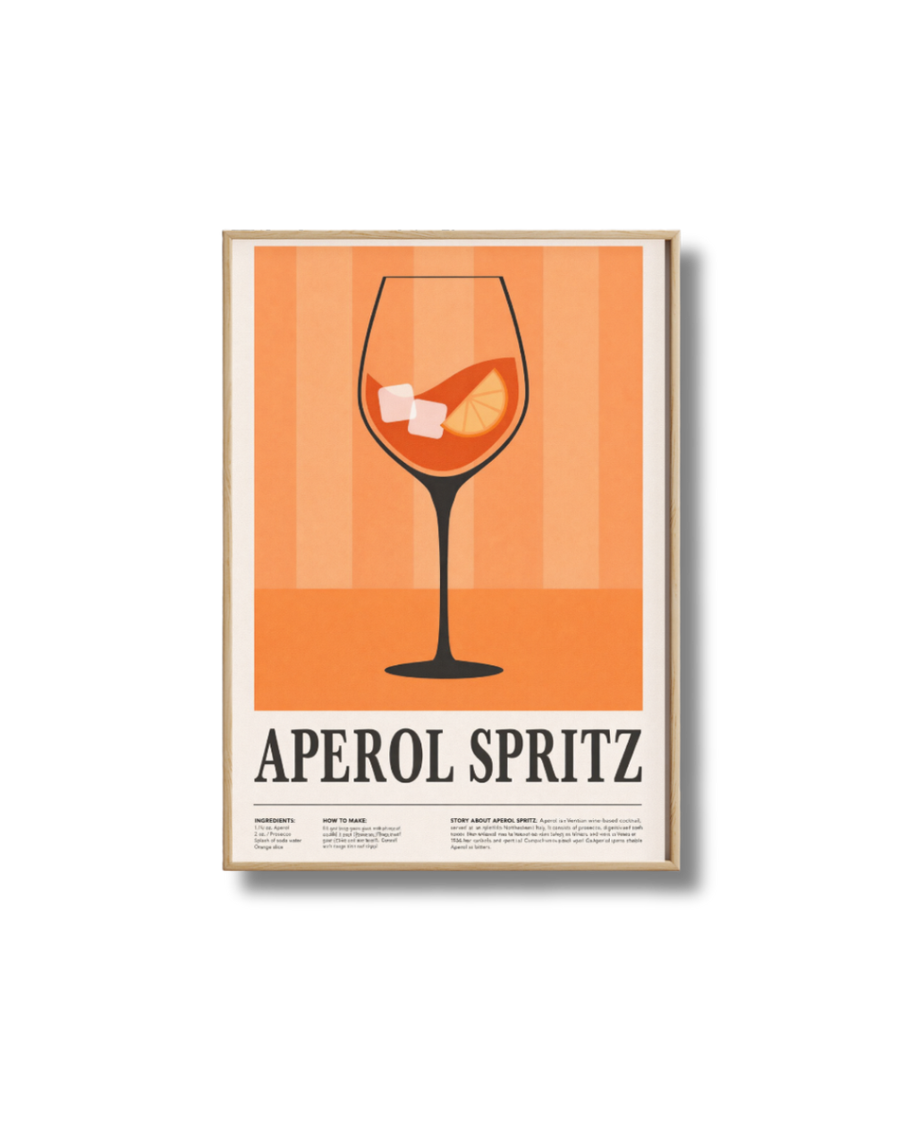 Affiche Spritz Aperol Recette Vintage – Poster Cocktail Orange et Minimaliste
