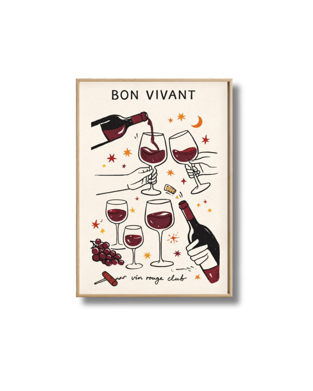Affiche Vin Bon Vivant – Poster Vin Rouge Club Déco Originale