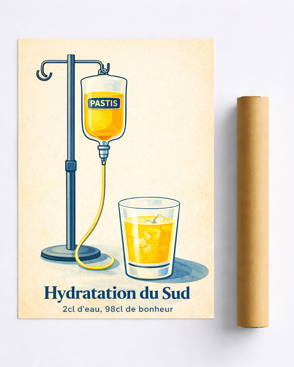 Affiche Pastis Humoristique – Hydratation du Sud | Poster Apéro Vintage