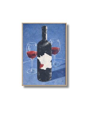 Affiche Bouteille de Vin et Verres – Poster Déco Vin Élégant