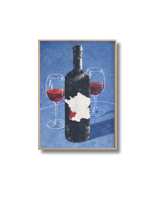 Affiche Bouteille de Vin et Verres – Poster Déco Vin Élégant