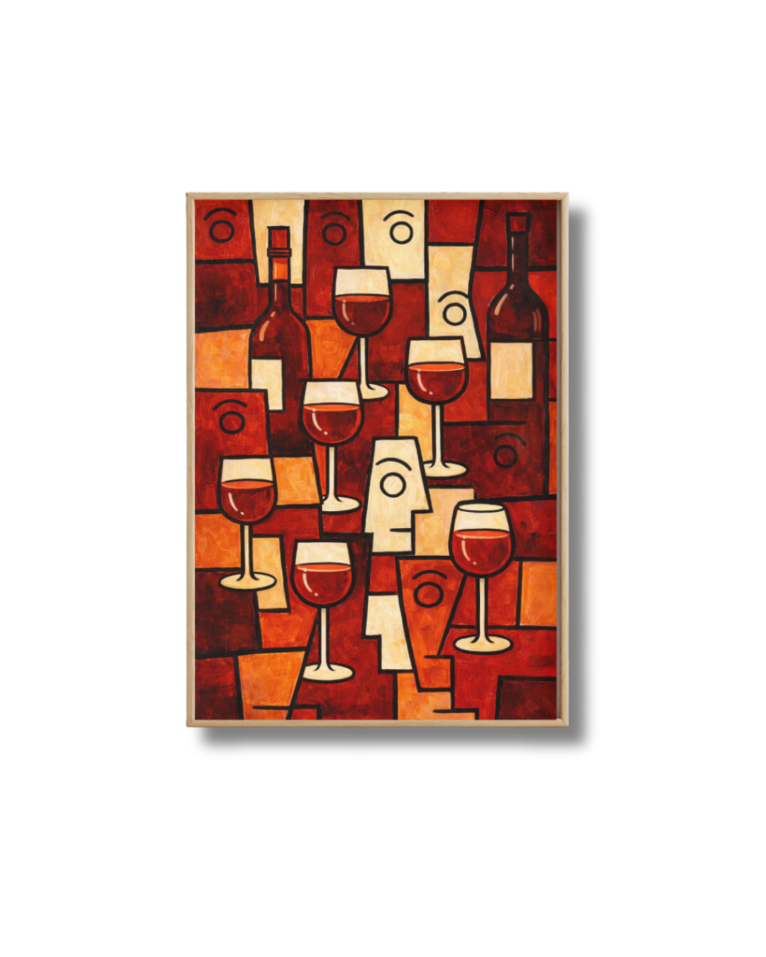 Affiche Art Vin Rouge – Poster Abstrait et Verres de Vin